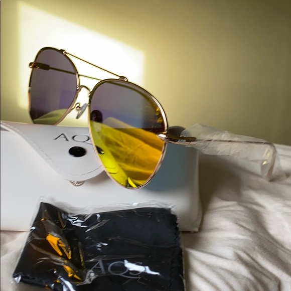 AQS 60MM Gold Mirror Sunglasses New NeverUsed